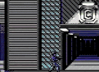 Robocop walking through garbled pixels