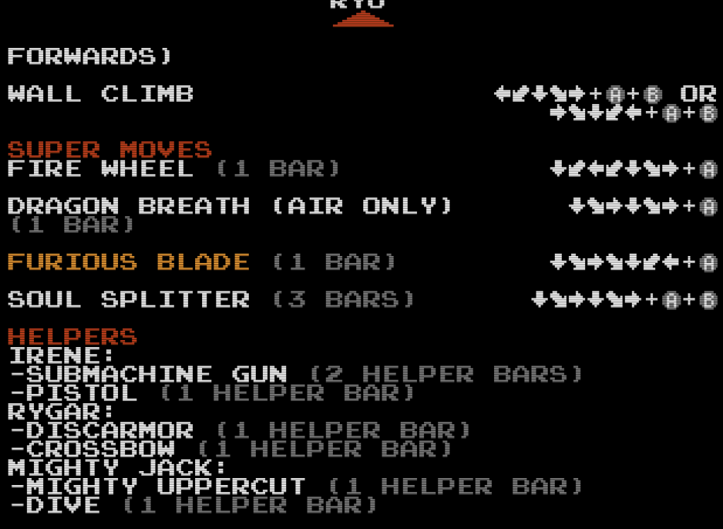 Ryu Hayabusa move list