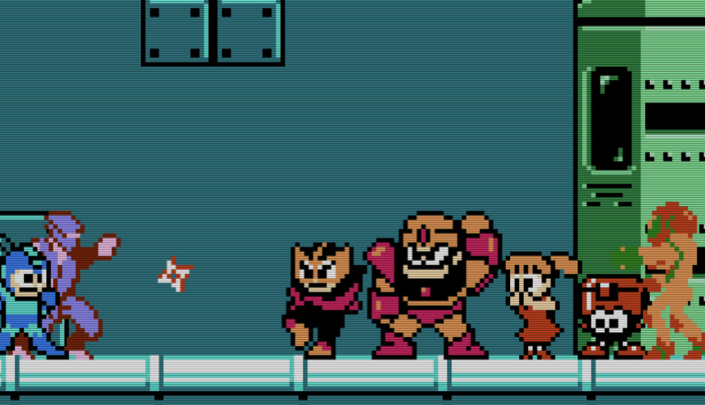 Ryu Hayabusa throws ninja star at Samus to save Mega Man